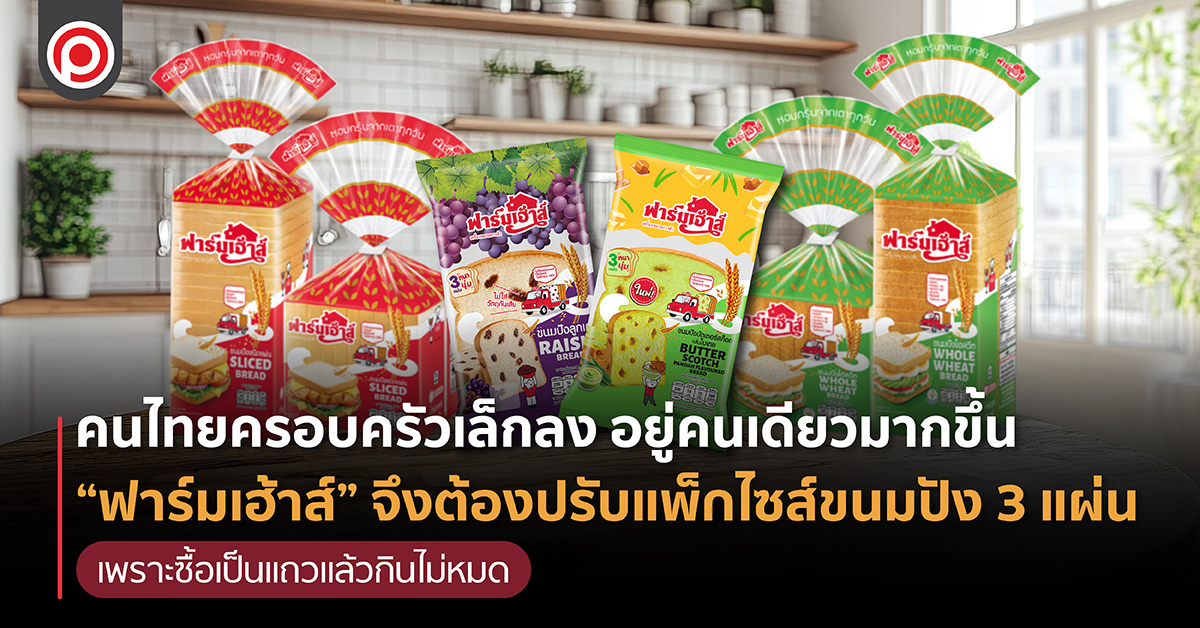 “ฟาร์มเฮ้าส์” ปรับแพ็กไซส์ขนมปัง 3 แผ่น เพราะคนไทยครอบครัวเล็กลง ซื้อเป็นแถวแล้วกินไม่หมด